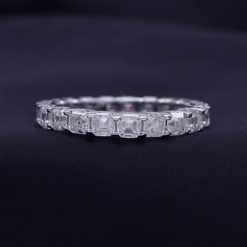 SAVEARTH DIAMONDS Eternity Wedding Band Ring For Women, 3.40 CT 3MM Asscher Cut Lab Created Moissanite Diamond Full Eternity Stackable Engagement Ring In 14K Gold Plated 925 Sterling Silver2