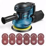 ZUYIYI 5 Inch Cordless Orbital Sander for Makita 18v Battery (NOT Included), Electric Palm Random Orbit Sander with Dust Collector, 6 Variable Speeds, 24Pcs Sandpaper for Sanding Polishing Wood