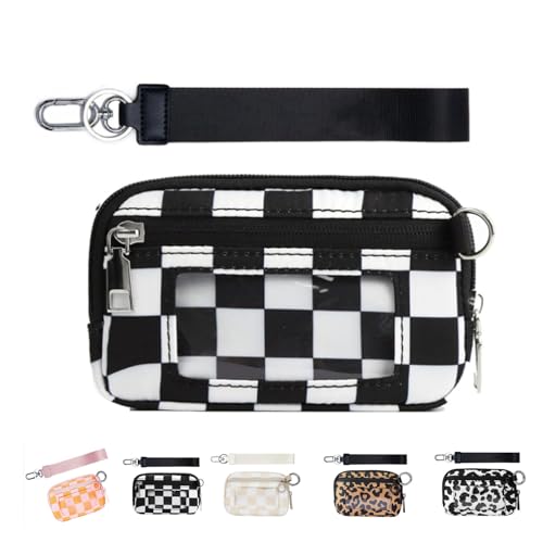 The Iris' Wallet 2nd Gen, Iris Wallet 2nd Gen, Wristlet Wallets for Women, Walle t with Strap, Wristlet Wallets, Wristle t Pouch (Black Checkered)
