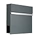 Produktbild Briefkasten 310A anthrazit-grau RAL7016, Griff aus Edelstahl, Zeitungsfach/Zeitungsrolle Postkasten Mailbox Wandbriefkasten