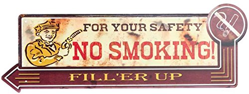Plaque métal Garage No Smoking pub Vintage rétro déco murale 50x18 cm