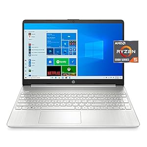HP 15.6" FHD Laptop, Ryzen 5-5500, Silver, HD Webcam, USB-C, HDMI, AMD Radeon Graphics, Windows 10 Home, w/Tikbot Accessories (16GB RAM | 512GB PCIe SSD)