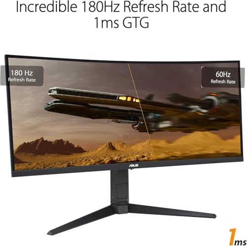 Image of ASUS TUF Gaming 34 inch 1440P 1500R Curved Monitor (VG34VQL3A) - QHD (3440 x 1440), 180Hz, 1ms, Extreme Low Motion Blur, Freesync Premium Pro, 125% sRGB, DisplayHDR 400, Height Adjustable, 3 year warranty