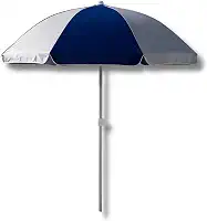 Guarda-Sol 1,80m FPS 70 Proteção Solar | Revestimento Prata | Haste de Aço Carbono | Ideal para Praia, Piscina e Camping | Leve + Sacola de Transporte