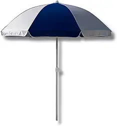 Guarda-Sol 1,80m FPS 70 Proteção Solar | Revestimento Prata | Haste de Aço Carbono | Ideal para Praia, Piscina e Camping | Leve + Sacola de Transporte