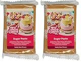 FunCakes Pâte à Sucre Teddy Bear Brown: Facile à utiliser, lisse, flexible, doux et pliable, parfait pour la décoration de gâteaux, Halal, casher et sans gluten. 250 g (Lot de 2)