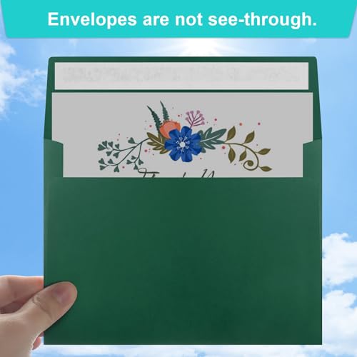 Image of 70 Packs of Invitation Envelopes, A2 Dark Green Postcard Envelopes for 4.5x5.5 Cards for Invitations, Self Seal for Photos RSVP, Greeting Cards