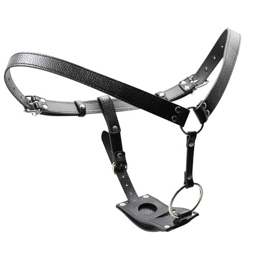 GKLWEJ Cintura di castità per donna, imbracatura strap-on in pelle PU, imbracatura bondage con foro per pene per plug anale e dildo, giocattolo sessuale per lesbiche