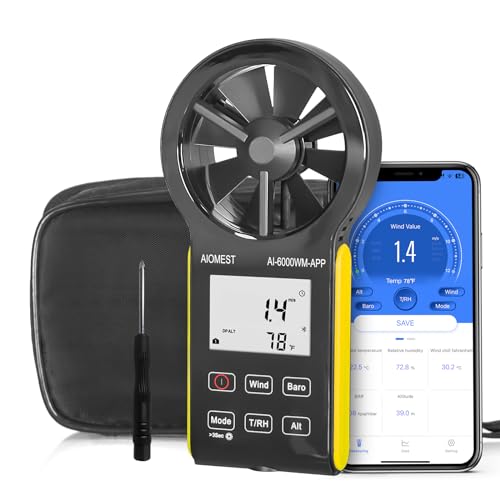 Anémomètre CFM avec fonctions MAX/MIN/AVG AIOMEST 6000WM-APP et testeur de wind chill