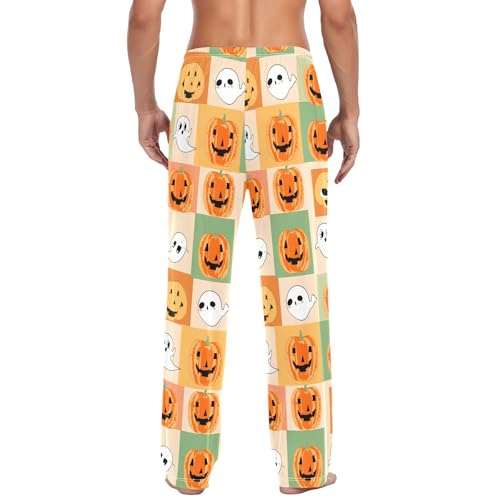 Pumpkins and Spirits Men's Cotton Pajama Pants with Pockets and Drawstring Comfortable and Stylish,S3