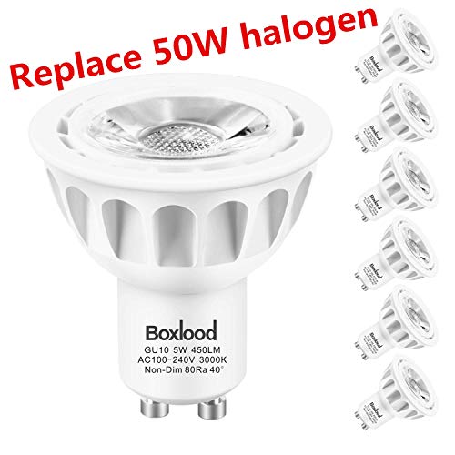 boxlood 5 W no regulable GU10 LED bombilla, 6 Pack