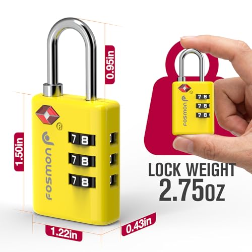 Image of Fosmon TSA Approved Luggage Locks, Travel Locks for Luggage Suitcases, 3-Digit Combination Lock 2 Pack, Small Padlock with Inspection Alert Indicator for Travel Accessories, Gym Locker