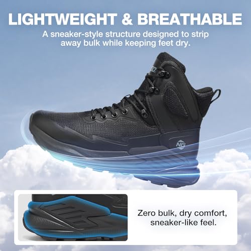 Image of NINGO Men's Military Tactical Waterproof Boots, Lightweight Breathable Work Combat Boots for All Day, Comfortable Non Slip Hiking Shoes for Motorcycle, Army, Jungle, Outdoor, Sport