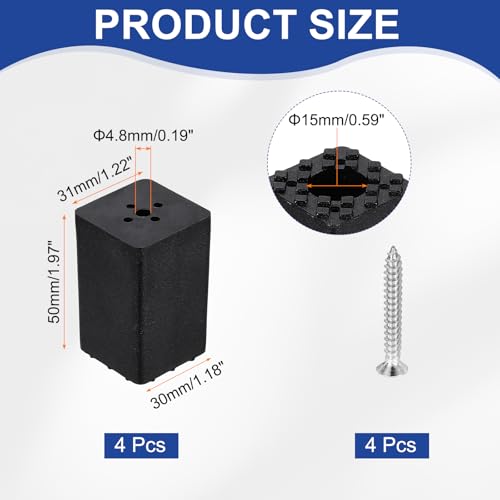 Almohadillas para muebles de rosca con tornillo inoxidable, topes de PVC antideslizantes 3