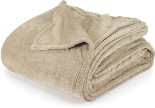 utopia bedding camel fleece blanket full size lightweight fuzzy soft anti-static microfiber bed blanket (90x84 inch)