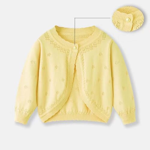 Kids Girls Dressy Casual Cardigan Hollow Out Button Closure Sweater Crew Neck Long Sleeve Fall Trave Outwear Size 3-82