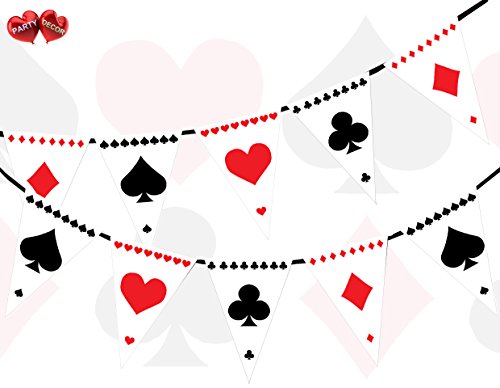 Party Decor Banderines para fiesta de Alicia en el País de las Maravillas inspirados en póquer temático banderines 15 banderas para una decoración de fiesta elegante y garantizada Cover