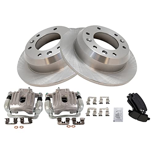 Image of TRQ Rear Brake Pad and Rotor Set Ceramic Solid Rotors Calipers Compatible with 2007-2008 Hyundai Entourage