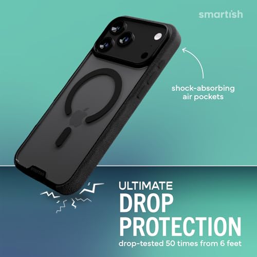 Image of Smartish iPhone 17 Pro Max MagSafe Clear Case + Crossbody Lanyard Strap - Magnetic Slim Case - Anti-Yellow Thin Grip Cover + Detachable Shoulder Neck Strap for Apple iPhone 17 Pro Max- Clearly Clear