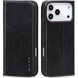 VISOUL iPhone 17 Pro Max 対応 ケース 手帳型 本革 アイフォン17 プロマックス 手帳型ケース MagSafe対応 スマホケース レザー カード収納 携帯カバー 横置きスタンド機能付き マグネット式 全面保護 柔軟なTPU素材 アイホン17 ProMax ブラック