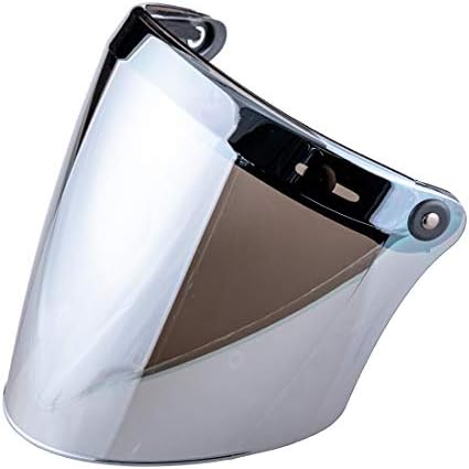 VCOROS Universal 3-Snap Flip Up Visor Shield Lens for Retro Open Face Motorcycle Helmet(Chrome Silver)