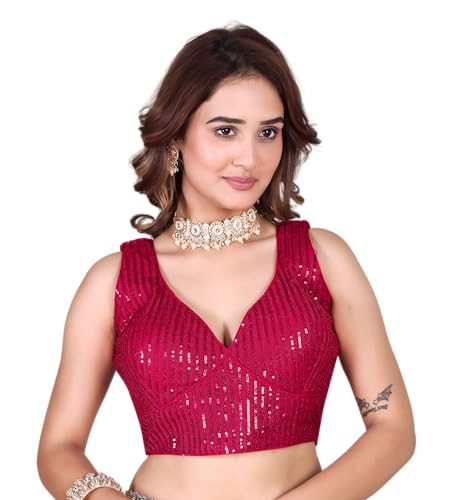 Chemisier sari sans manches en georgette douce avec broderie zari