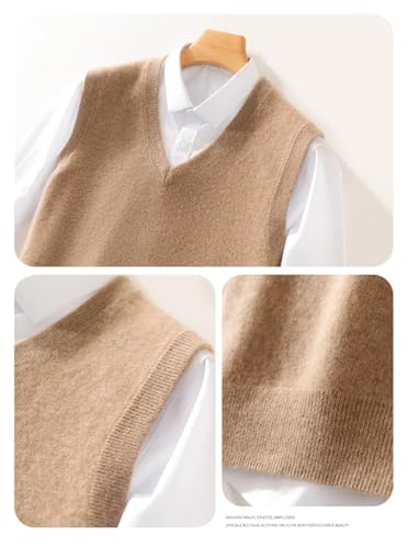Men’s V-Neck Solid Wool Sweater Vest Fall Winter Business Casual Knitted Pullover4