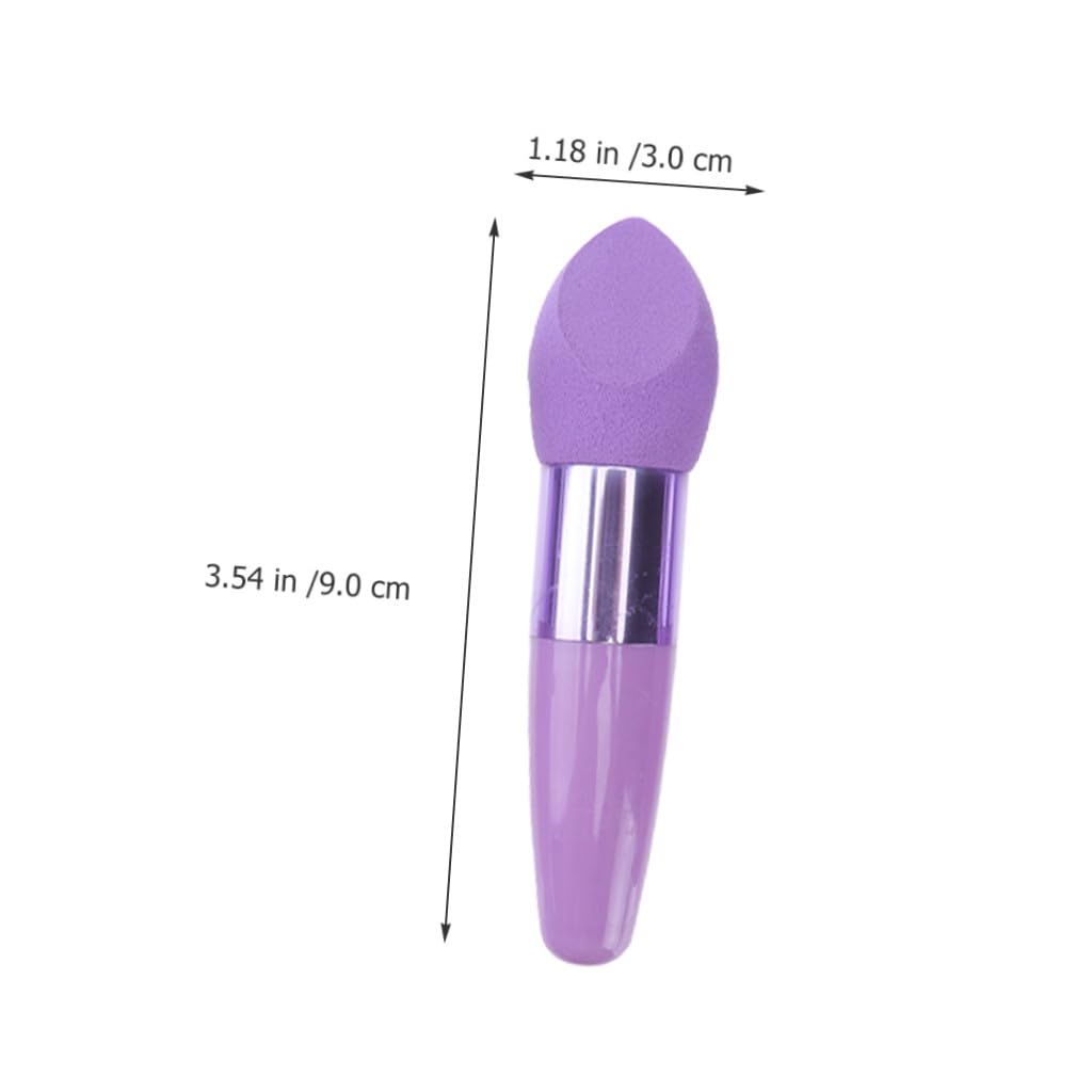 NUOBESTY 6 Esponjas de Maquillaje Portátiles Mango, Lápices de Maquillaje para Húmedo y Seco, Látex, 6 Piezas, Color Negro y Púrpura