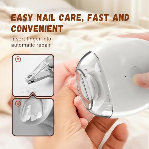 Image of Automatic Electric Nail Clipper Mcbazel - Universal Portable Fingernail Grinder with LED Light, 3 Speed Settings, Auto Nail Cutter & Polisher, Safe Nail Trimmer for Adults, Kids & Seniors