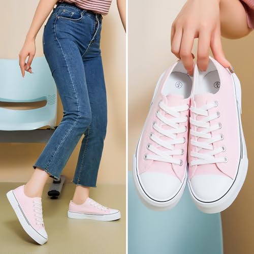 hash bubbie White Sneakers for Women Low Top Canvas Shoes Womens Canvas Sneakers Women's Fashion Sneakers Slip on Casual Tennis Shoes - Image 6