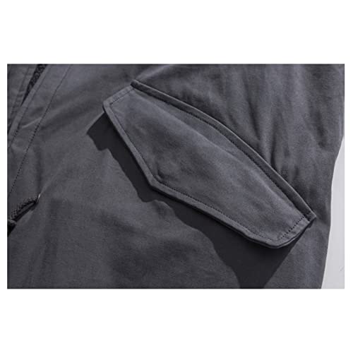 Joibkd Men's Down Jacket, Men's Winter Thick Mid-Length Tooling Coat Down Jacket (Color : Black, Size : Xx-Large) #TOP3