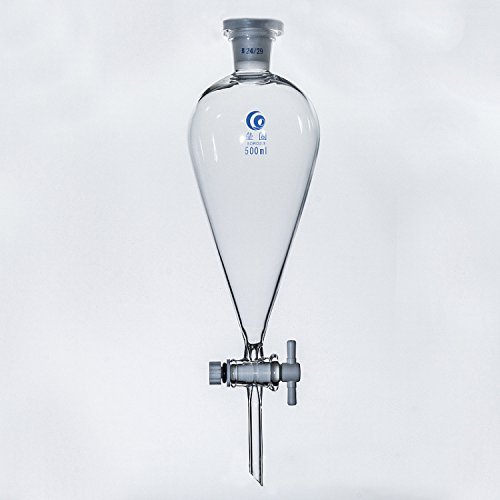 Embudo separador de cristal en forma de pera, embudo separador de laboratorio, cristal de borosilicato, embudo separador, química, equipo de 3, vidrio de borosilicato, 2000 ml, 29 juntas