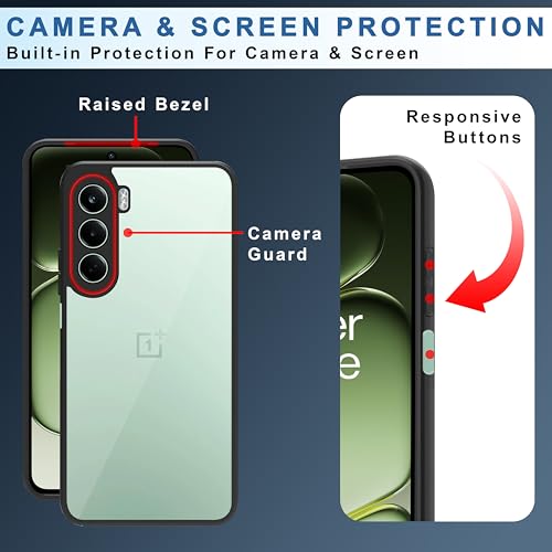Image of CEDO Backcover for OnePlus Nord CE 6 Lite (5G) | Camera Protection Bump Shockproof Edge | Ultra Hybrid Transparent Acrylic Clear TPU+PC Hard Backcase Cover (Black)