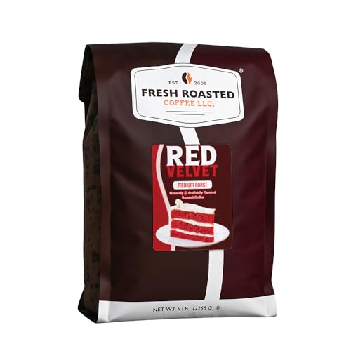Image of Fresh Roasted Coffee, Red Velvet Flavored Drip Ground Coffee, Medium Roast, Kosher, 5 lb (80 oz)