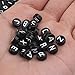 Song Xi 1200pcs Black Round Acrylic Alphabet Beads - White Letter Beads 4x7mm for Bracelets and Jewelry Making Key Chains