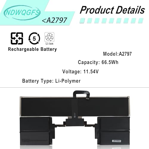 Image of A2797 A2941 Laptop Battery Compatible with MacBook Air 15-inch M2 2023 (A2941) & M3 2024 (A3114) | 11.54V 66.5Wh Li-Polymer | Compatible with EMC 8301, MRYQ3LL /A, MQKX3LL /A