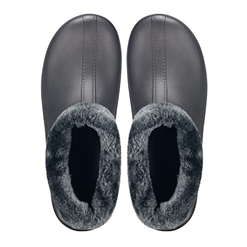 ESTRO Gummistiefel Gefüttert Herren Clogs - Regenstiefel Herren Gefütterte Gummistiefel Damen Kurz Regenschuhe Damen A16 (36, Dunkelgrau)