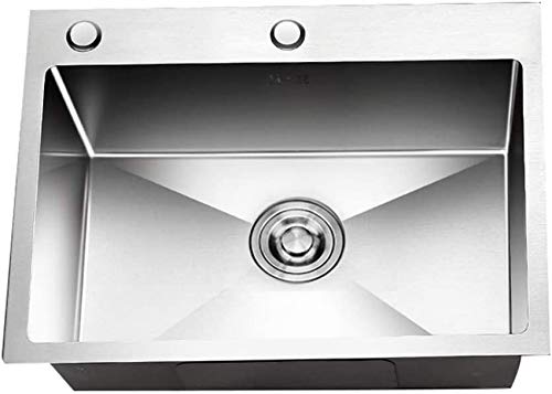 Küche Edelstahl manuelle Spüle Spüle Einzelschüssel nach Hause verdickt Geschirrspülen großen Pool integrierte Spüle Paket