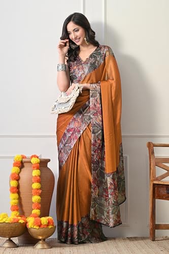 Image of MIRCHI FASHION Women Saree Floral Printed Chiffon | Breathable Lightweight Summer Sari for Office and Daily Use with Unstitched Blouse (Available in 20 Styles)