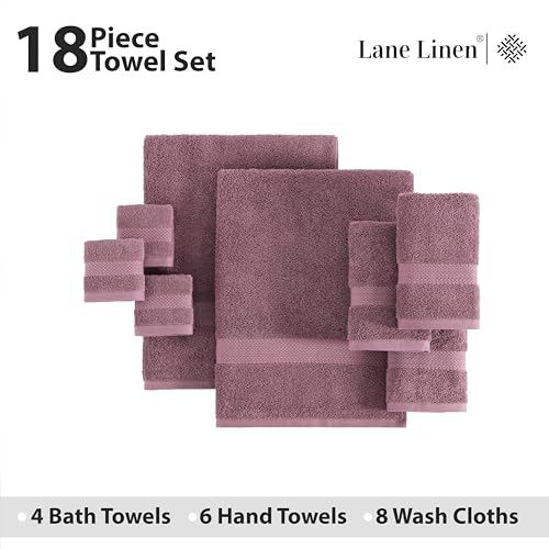 Image of LANE LINEN Bath Towel Set Absorbent Quick Dry 100% Cotton - Wishful Mauve