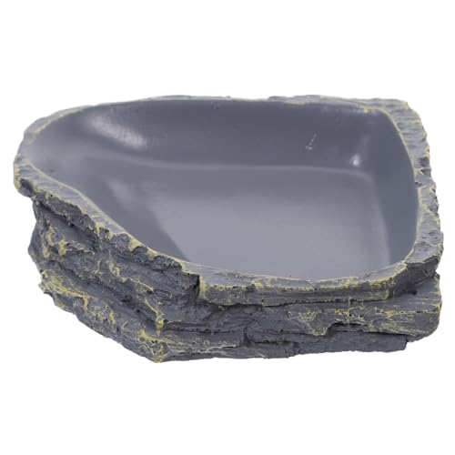 CORHAD 1Pc Durable Reptile Feeding Bowl Natural Food and Water Dish for Lizard Gecko Tortoise Easy to Clean Suitable for Reptiles and Crawling Pets Dark Grey