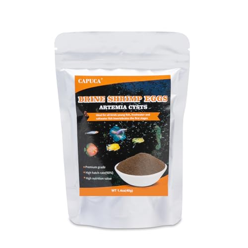 capuca Brine Shrimp Eggs Fish Food - Sea Monkey Eggs 90% Hatch Rate Aquatic Foods for Freshwater...