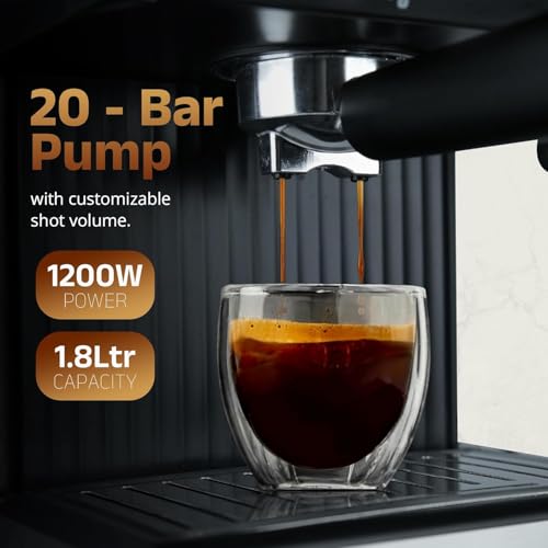 Image of Coffee Maker Machine for Home, 20 BAR Espresso Coffee Machine, Touch Controls, Milk Frothing & Temperature Control, 850W, 2-Year Warranty, For Cappuccino, Latte & Americano (BARISTAMAX200)