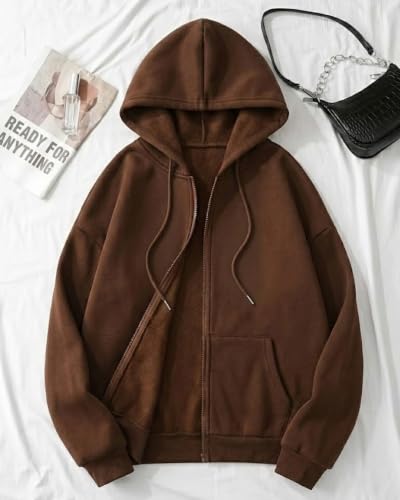 Image of SHAIRA FASHION Women's Solid Zipper Hooded Sweatshirt Front Zip I Ribbed Hem, Lined Hood I Casual Winter Wear Jacket I Lightweight I Warm & Stylish Kangaroo Pocket