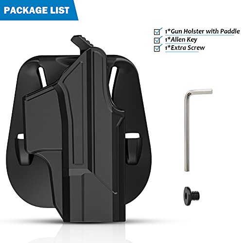 Tege Thumb Release Holster Compatible With Glock 19 19X 23 32 44 45 (Gen 1-5), Polymer Tactical Outside Waistband Pants Belt Holster With Adjustable Paddle Cant For Owb Carry, Right-Handed, Black #TOP5