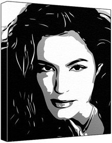 Kelly Brook (100% Original Painting. Not A Print ) Acrylic Paint On Deep Framed Canvas (60 x 50 x 1.8 cm) 3-Colour Black/Grey/White-picture-29