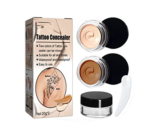 Susomida Tattoo Concealer, 2022 New Waterproof Concealer, Cicatriz Corrector, Corrector de tatuaje, Two Colors Cover Up Makeup Skin Scar Birthmark Waterproof Concealer Primer Cream -Long Lasting Cover
