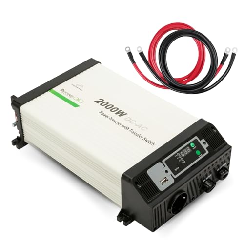 Moscatelli Inverter 12V 220V Onda Pura 2000W con Display Staccabile – Ideale per Camper, Barca, Baite e Off-Grid – Inverter Fotovoltaico con Funzione Bypass Intelligente e Uscita Schuko