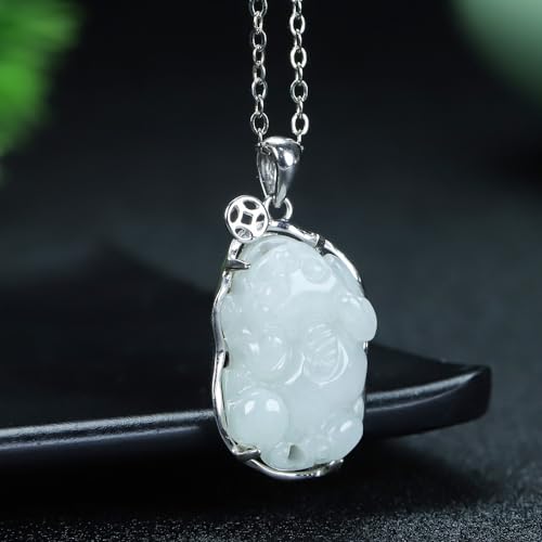 Chaîne de clavicule en jade vert pendentif émeraude et argent 925 - 5