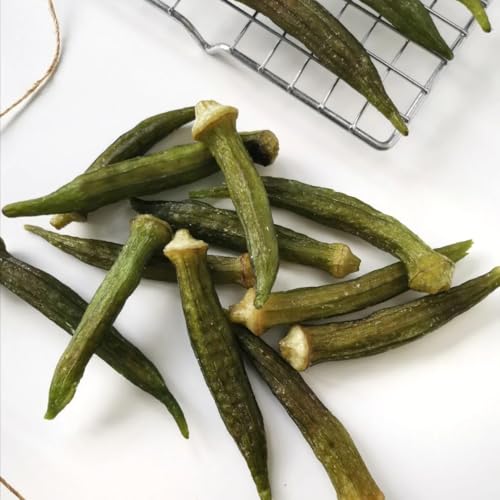 Dried Okra Chips | Sea Salted | Natural | Delicious Healthy Snack | No Color Added - No Sugar Added | Crispy Veggie Chips (1 Pound, Okra)